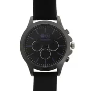 Image of Crosshatch Leather Strap Watch Mens - Black