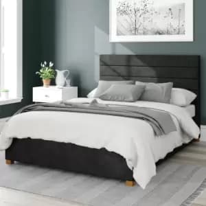 Image of Aspire Kelly Linen Kingsize Ottoman Bedframe - Charcoal