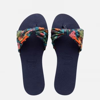Image of Havaianas Womens Saint Tropez Slide Sandals - Navy Blue - UK 8