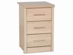 Image of Seconique Lisbon Light Oak Effect 3 Drawer Bedside Cabinet Flat Packed