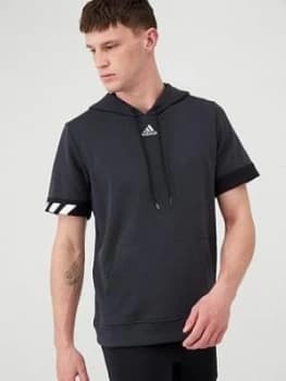 Image of Adidas 365 Short Sleeve Hoodie - Carbon, Carbon, Size XL, Men