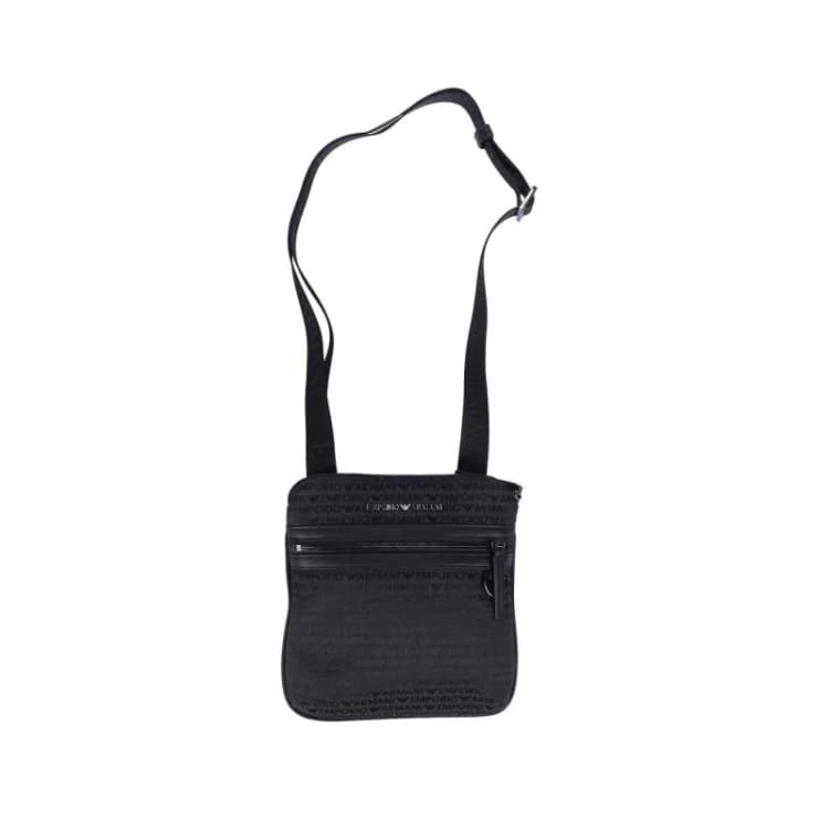 Image of Emporio Armani Allover Lettering Messenger Bag Black male One Size
