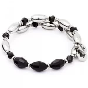 Image of Ladies Chrysalis Silver Plated Gaia Fire Black Wrap Bangle
