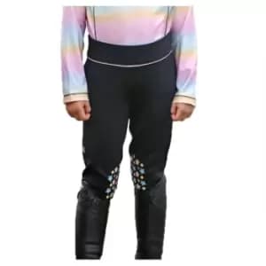 Image of Little Rider Girls Dazzling Dream Horse Riding Tights (5-6 Years) (Navy/Pastel) - Navy/Pastel