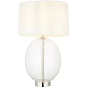 Image of Lecce Complete Table Lamp, Bright Nickel Plate, Glass With Vintage White Fabric