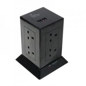 Image of Lindy 73061 power extension Indoor 1.5 m 8 AC outlet(s) Black