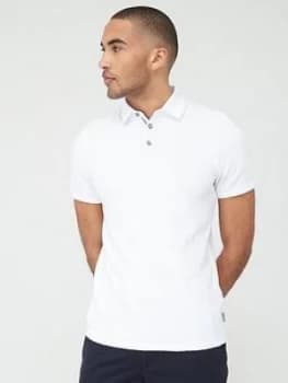 Image of Ted Baker Infuse Textured Polo Shirt - White, Size 4, Men