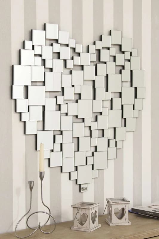 Image of Unbranded Love All Glass Collage Heart Wall Mirror 81 x 80 CM