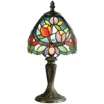 Image of Interiors Sylvette - 1 Light Mini Table Lamp Dark Bronze, Tiffany Glass, E14