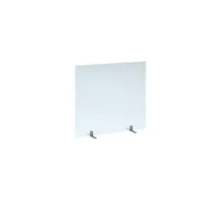 Image of Free standing acrylic 700mm high screen with silver metal feet 800mm wide