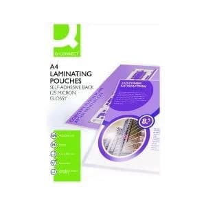 Image of Q-Connect A4 Sticky-Backed Laminating Pouches 250 Micron Pack of 25