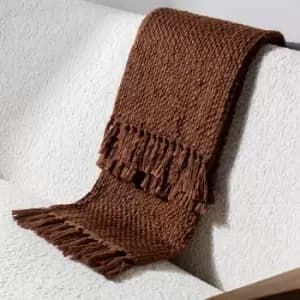 Image of Morni Woven Fringed Throw Chestnut