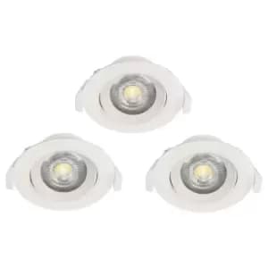 Image of 3 PACK Flush Adjustable Ceiling Downlight White Plastic 5W Built in LED
