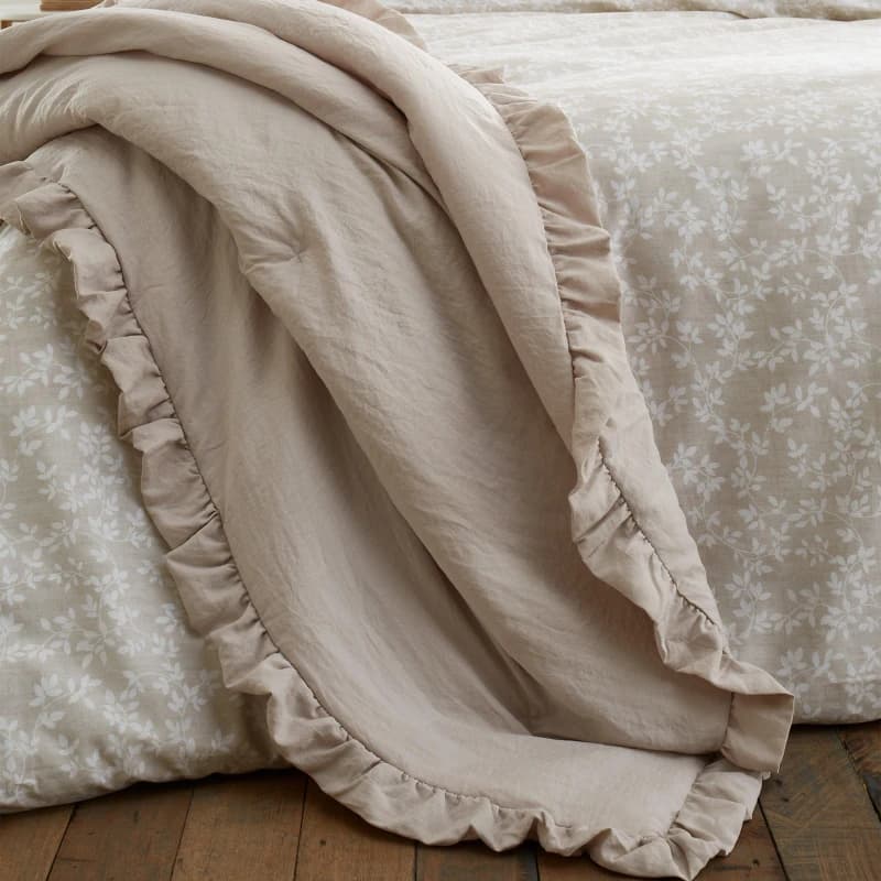 Image of Bianca 'Soft Washed Frill' Bedspread Natural unisex