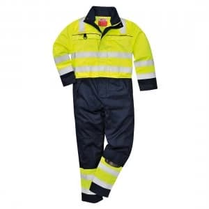 Image of Biz Flame Hi Vis Multi-Norm Flame Resistant Coverall Yellow / Navy L