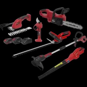 Image of Sealey SV20 20v Cordless 6 Piece Garden Maintenance Power Tool Kit 1 x 2ah & 1 x 4ah Li-ion Charger