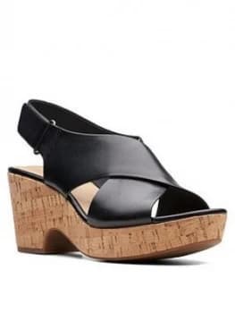 Image of Clarks Maritsa Lara Leather Chunky Heeled Sandals - Black Leather, Size 6, Women