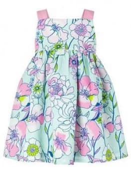 Image of Monsoon S.E.W. Baby Girls Octavia Linen Mix Dress - Mint, Mint, Size 18-24 Months
