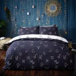 Image of Style Lab Zodiac Single Duvet Cover Set Cotton Navy