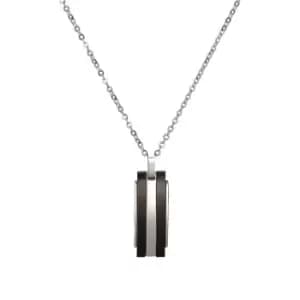 Image of Unique Stainless Steel Striped Necklace with Black Plating