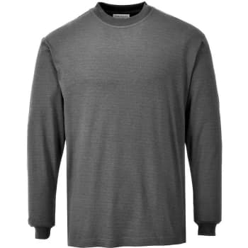 Image of FR11GRRXXXL - sz 3XL Flame Resistant Anti-Static Long Sleeve T-Shirt - Grey - Portwest