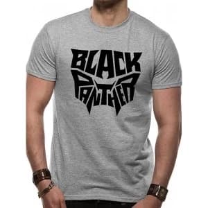 Image of Black Panther Movie - Text Logo Mens Large T-Shirt - Grey