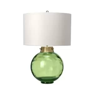 Image of Table Lamp Origami Shade Metalwork Aged Brass Glassware Dark Green LED E27 60W