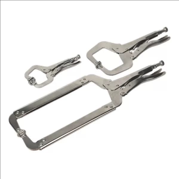 Image of Genuine SEALEY AK66 Locking 'C' Clamp Set 3pc