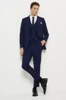 Image of Mens Skinny Fit Navy Textured Suit Jacket
