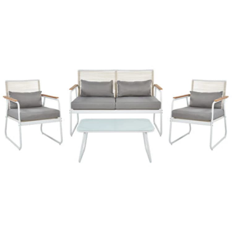 Image of Beliani Garden Lounge Set With Table 4 Seater Pomonte Metal White