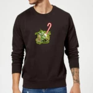 Image of Star Wars Candy Cane Yoda Black Christmas Sweatshirt - L - Black