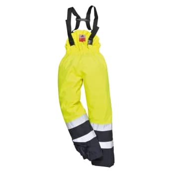 Image of Biz Flame Hi Vis Flame Resistant Rain Multi Protection Trousers Yellow / Navy L