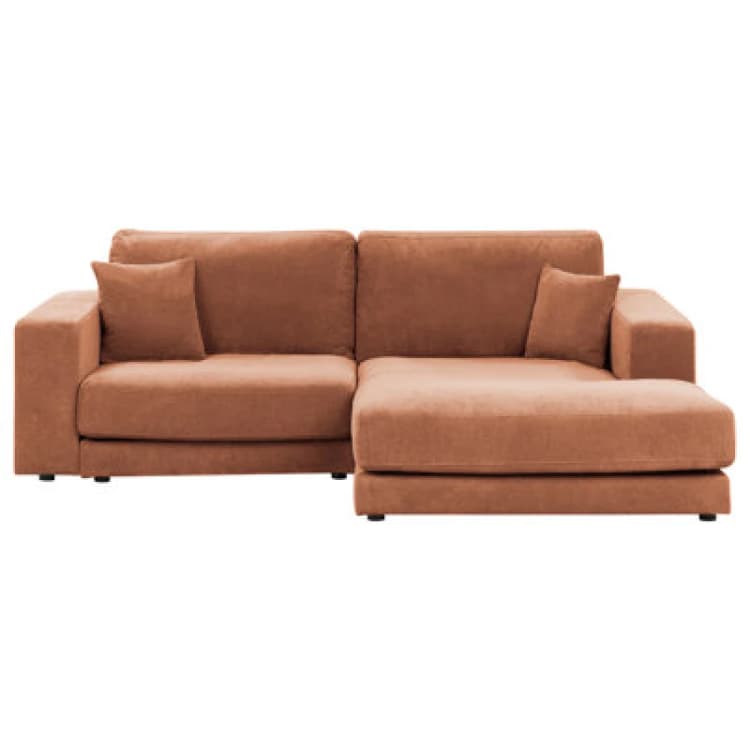 Image of Beliani Corner Sofa 3 Seater Lofoten Fabric Light Red Left Hand
