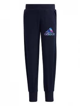 Image of adidas Kids Girls French Terry Knit Pant - Navy, Size 3-4 Years