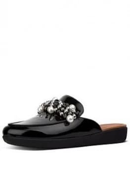 Image of FitFlop Serene Deco Backless Loafer Black Size 8 Women
