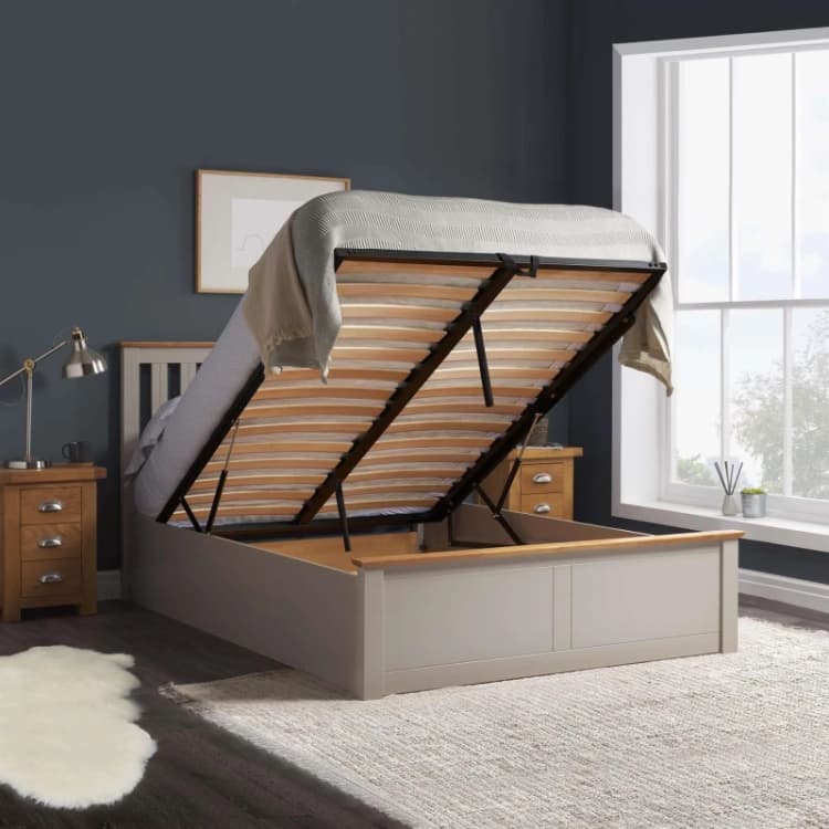 Image of Birlea Birlea Phoenix Double Ottoman Bed with Mattress - Pearl Grey