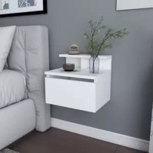Image of Decorotika - Alice Floating Nightstand Bedside Table Wall Mounted with Drawer (White)
