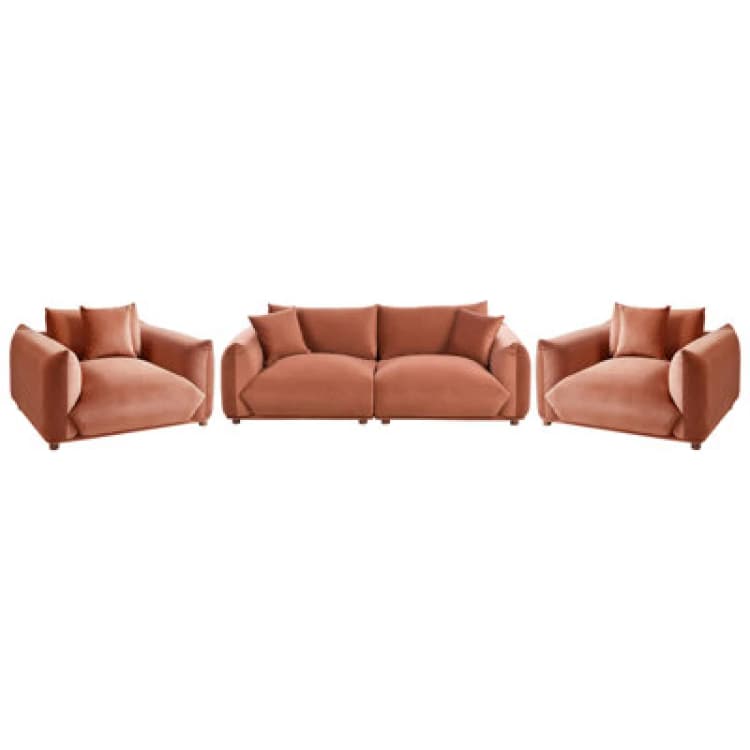 Image of Beliani Living Room Set 5 Seater Luvos Velvet Golden Brown