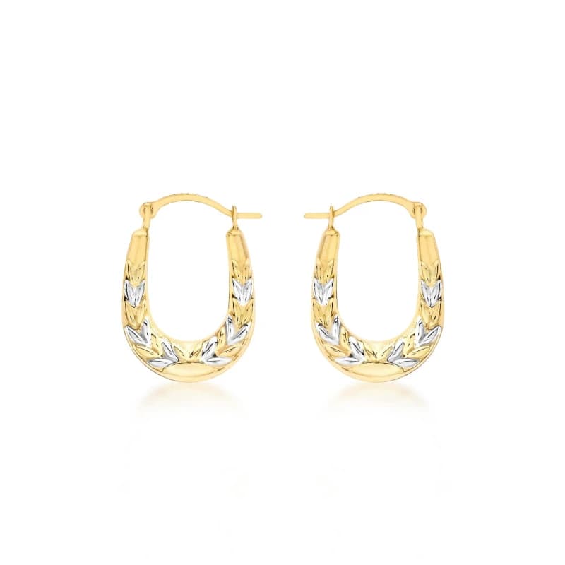 Image of Be You 9ct Gold 2-Colour Mini Patterned Hoops Gold female One Size