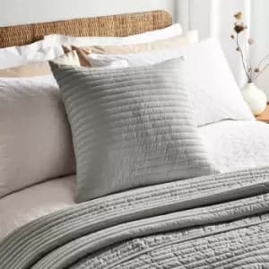 Image of Bianca Luxurious Linear Lines Quilted Filled Cushion, Silver, 55 x 55 Cm
