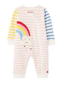 Image of Joules Baby Girls Winfield Rainbow Zip Babygrow - Multi, Size 6-9 Months