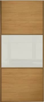 Image of Wickes Sliding Wardrobe Door Wideline Oak Panel and Soft White Glass - 2220 x 914mm
