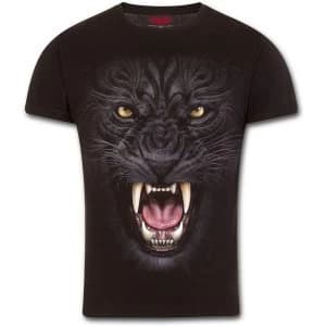 Image of TribalPanther Modern Cut Turnup Sleeve Mens X-Large T-Shirt - Black