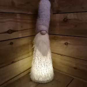 Image of Premier Decorations Ltd - 73cm Battery Operated Lit White Christmas Standing Gonk with Grey Hat