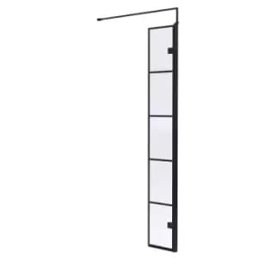Image of Hudson Reed 300mm Wetroom Swing Screen With Framing - Matt Black