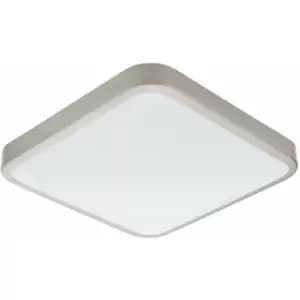 Image of Loops - Wall Flush Ceiling Light IP44 Bathroom Satin Nickel Shade White Plastic LED 16W