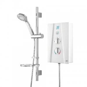 Image of Wickes Hydro Digital Electric Shower and Adjustable Riser Kit - White 8.5kW