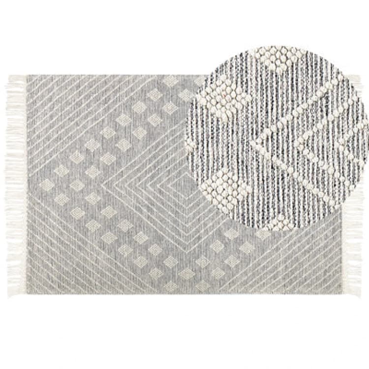 Image of Beliani Rug Savur Grey 160 X 230 Cm Wool