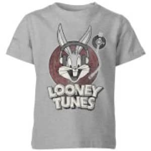 Image of Looney Tunes Bugs Bunny Circle Logo Kids T-Shirt - Grey - 9-10 Years