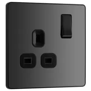 Image of BG Evolve Black Chrome 13A Single Switched Power Socket